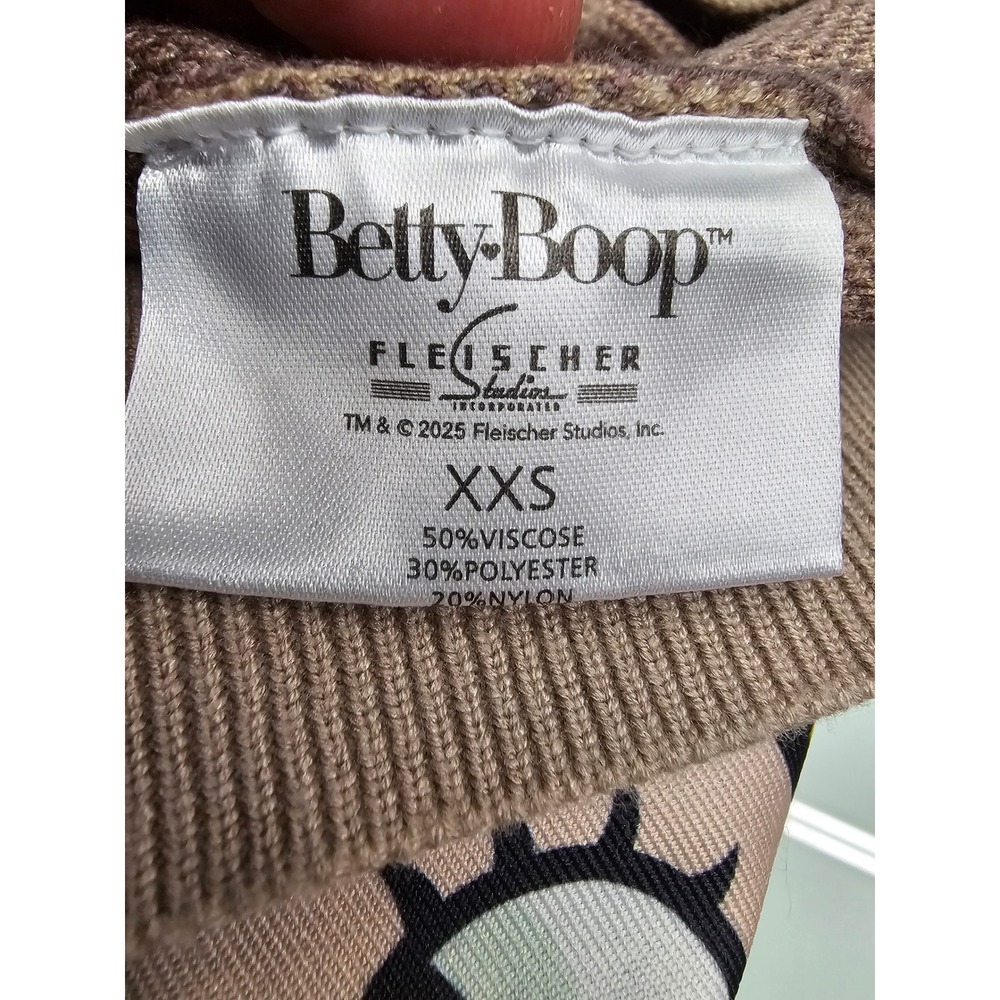 Betty Boop Leopard Print Cropped Cardigan Brown Heart Graphic XXS T004128001 - Picture 6 of 8